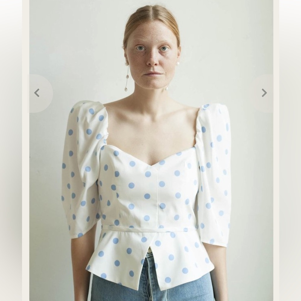 Maryam Nassir Zadeh, Marina Top in Blue Dot, size 4. Almost new condition.